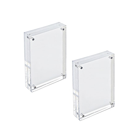 Azar Displays Clear Acrylic Magnetic Photo Block Frame Set with TWO 4x6 size Frames 104433-2PK-GS